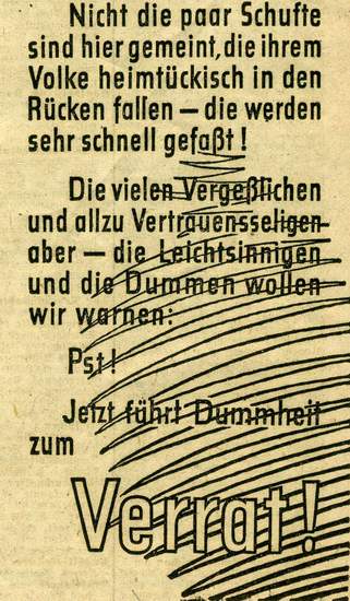 Verrat (aus: Magdeburgische Zeitung vom 07.08.1944)