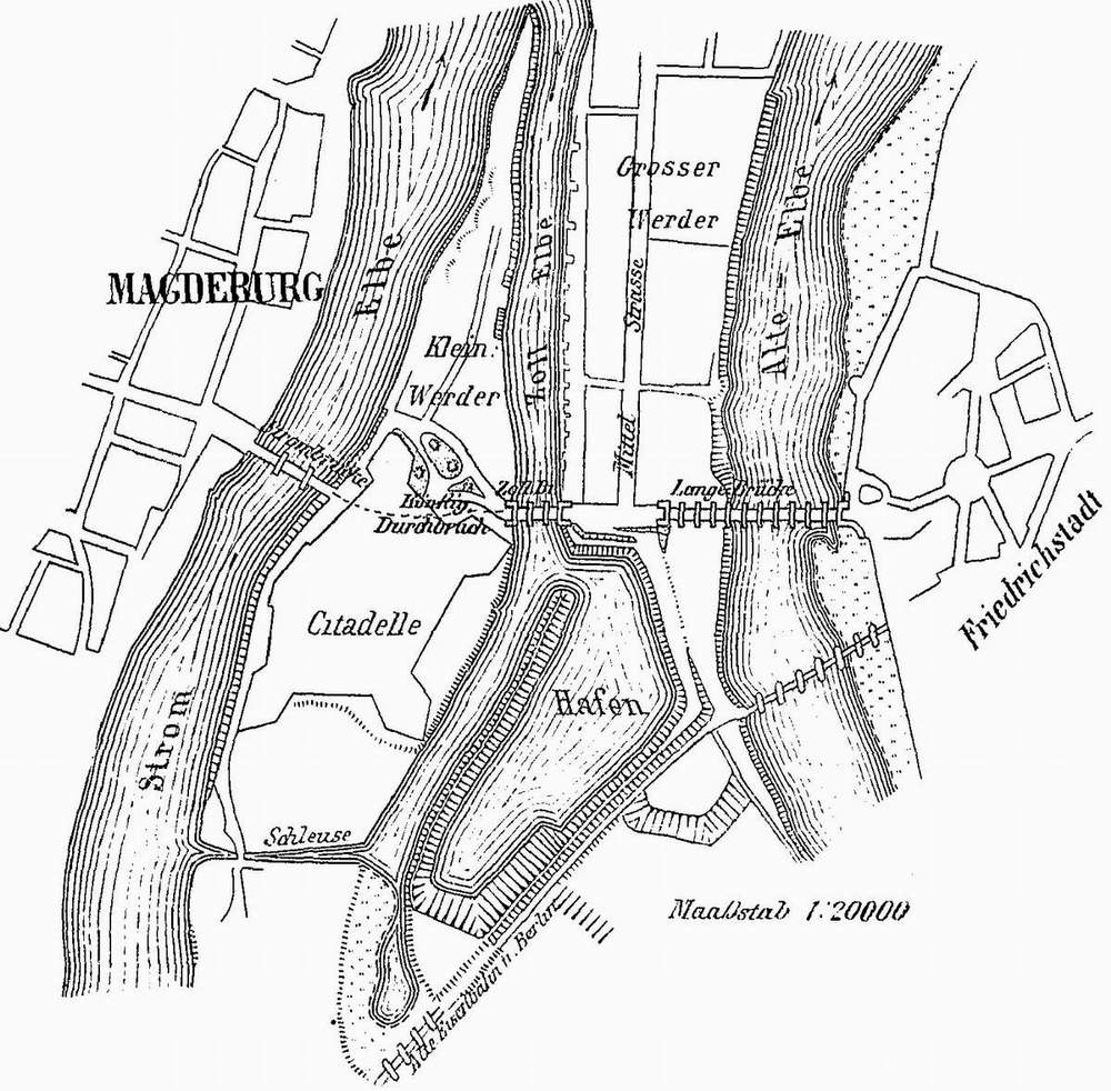 Lageplan der Zoll- und Langen Brücke (Archiv Chronik)