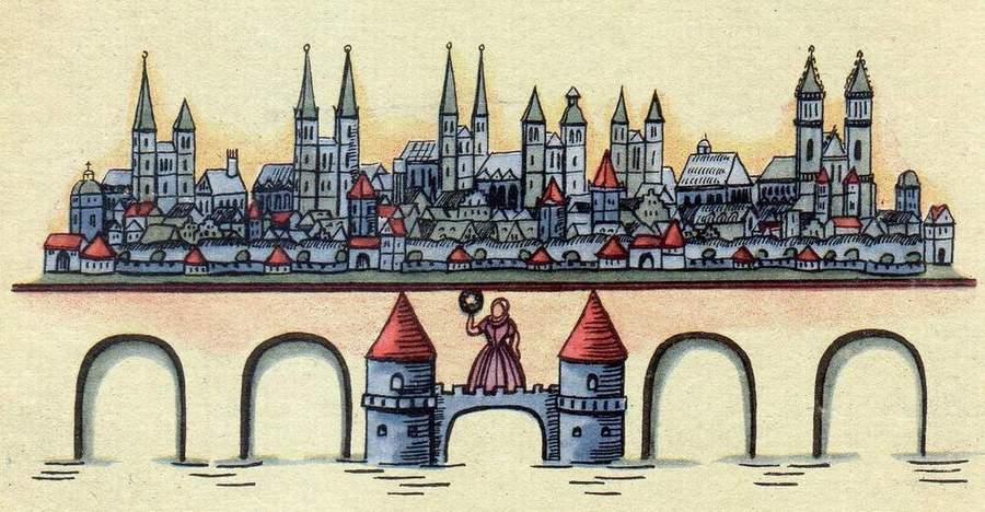 Stadtansicht vom Buch "Des Reiches Brücke" von Henrik Herse (Archiv Chronik)