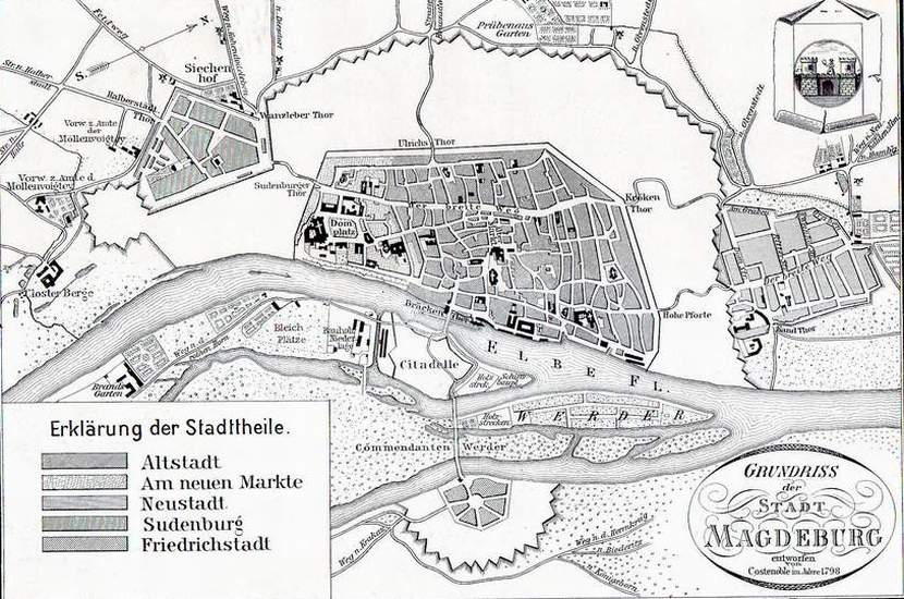 Plan der Stadt von 1798 (Archiv Chronik)