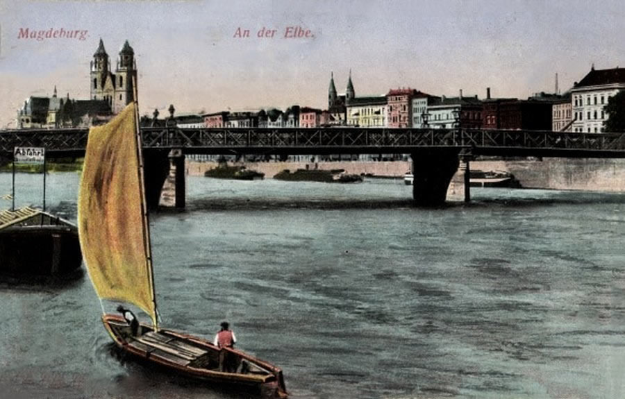 Segelschiff auf der Elbe (Archiv Chronik)
