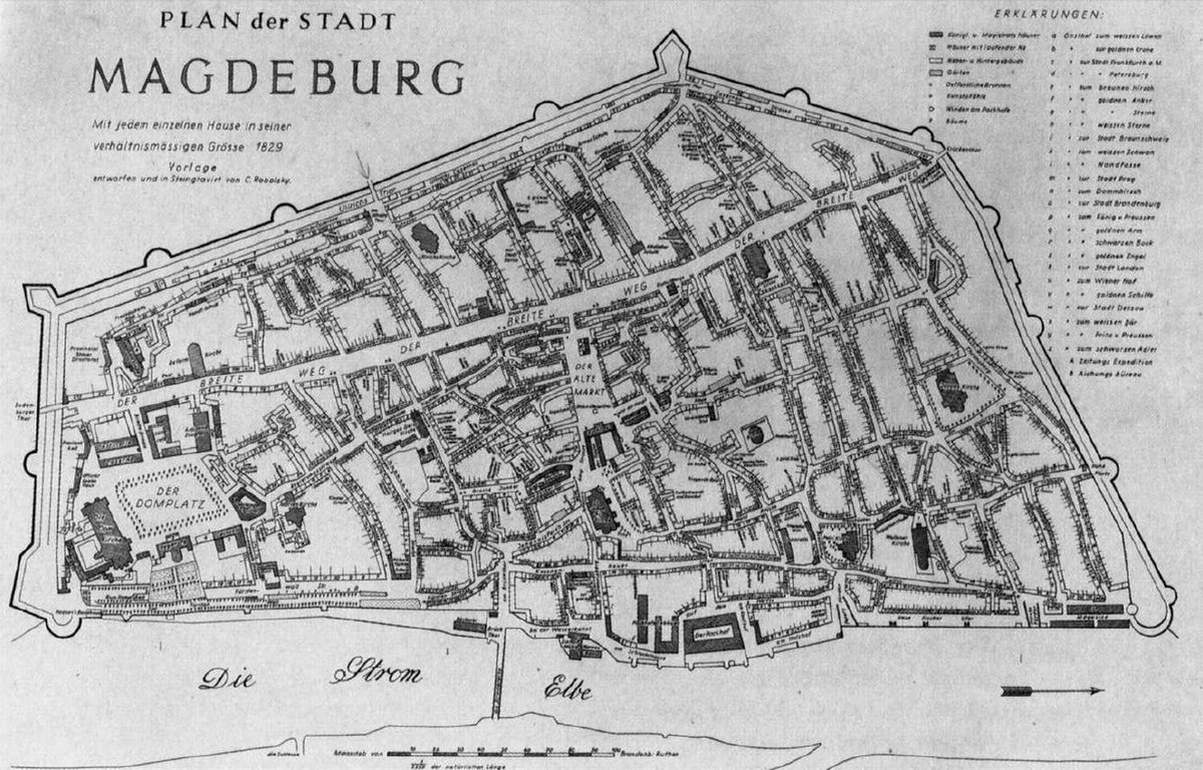 Plan der Stadt Magdeburg von Robolsky 1829 (Archiv Chronik) .