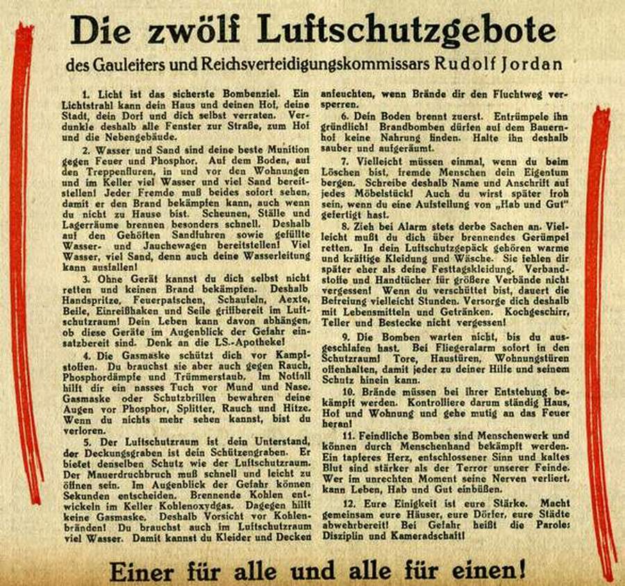 Luftschutzgebote (aus: Magdeburgische Zeitung vom 12. Mai 1944, Archiv Chronik)