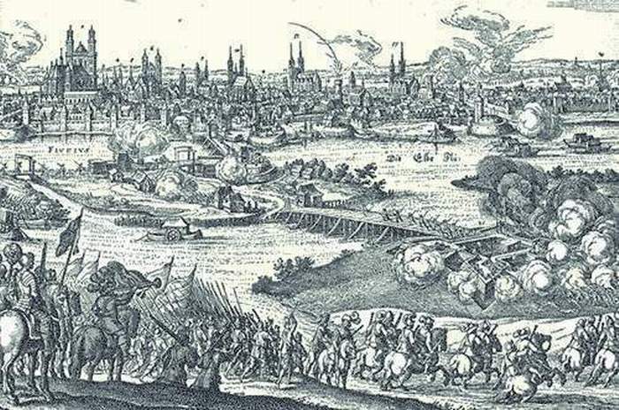 Zeitgenössiche Darstellung der Eroberung von Magdeburg am 10.Mai 1631