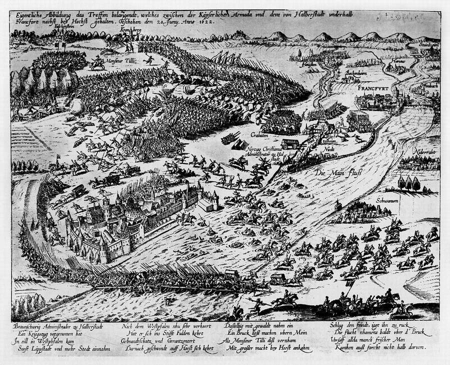 Schlacht bei Höchst, 1622, zeitgenössische Darstellung
