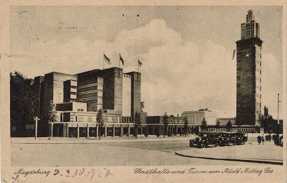 Stadthalle und Turm am Adolf Mittag-See, 02.10.1927