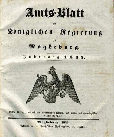 Amtsblatt der Königlichen Regierung zu Magdeburg, Ausgaben von 1816 bis 1918