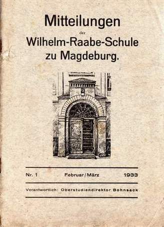 Mitteilungen der Wilhelm-Raabe-Schule zu Magdeburg, Oberstudiendirektor Bohnsack, 1933