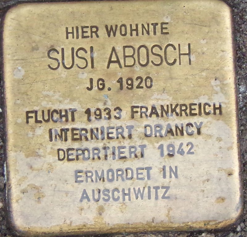 Stolperstein für Susi Abosch (Archiv Chronik)