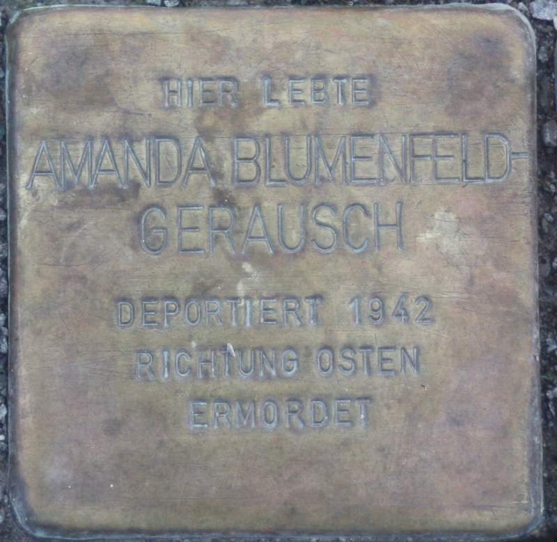 Stolperstein für Amanda Blumenfeld-Gerausch (Archiv Chronik)
