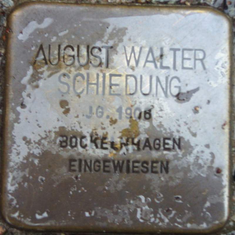Stolperstein für August Walter Schiedung (Archiv Chronik)