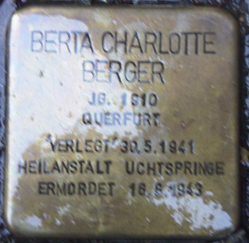 Stolperstein für Berta Charlotte Berger (Archiv Chronik)