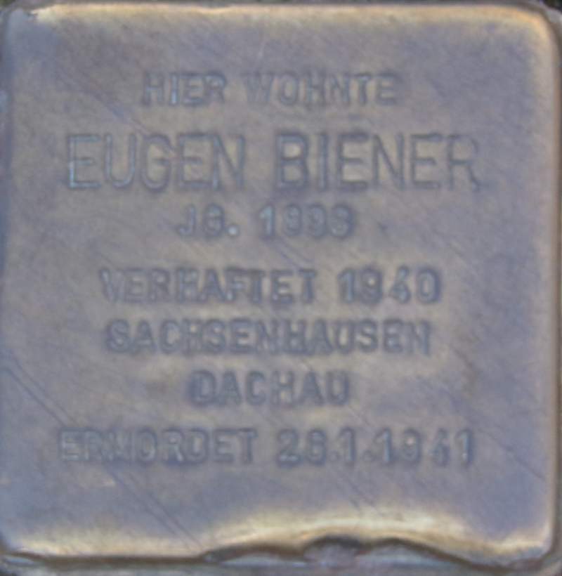 Stolperstein für Eugen Biener (Archiv Chronik)