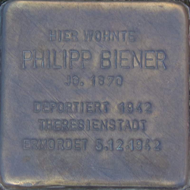 Stolperstein für Philipp Biener (Archiv Chronik)