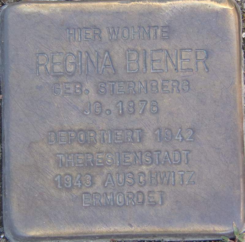 Stolperstein für Regina Biener (Archiv Chronik)