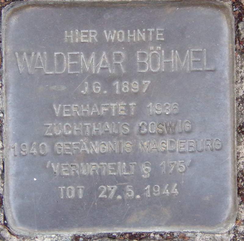 Stolperstein für Waldemar Böhmel (Archiv Chronik)