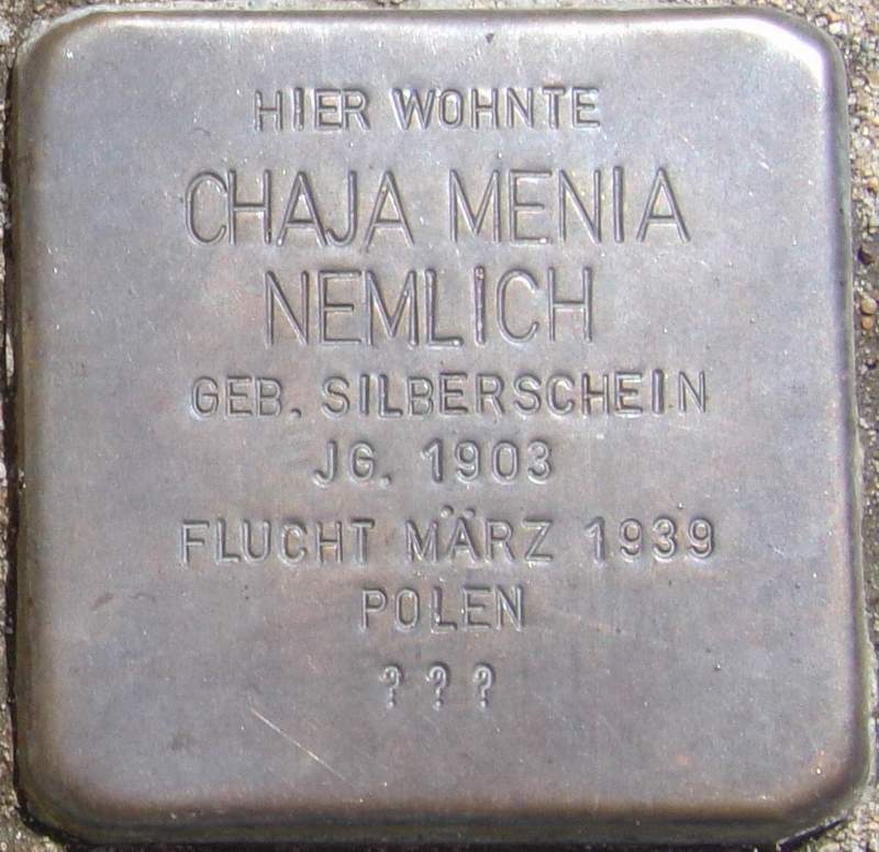Stolperstein für Chaja Mania (Anna) Nemlich (Archiv Chronik)