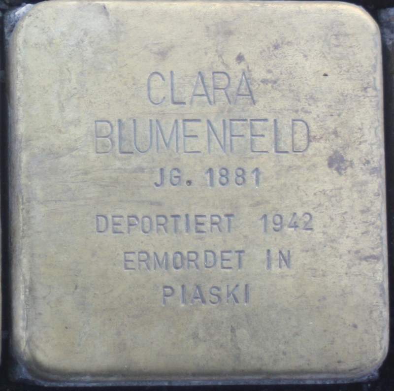 Stolperstein für Clara Blumenfeld (Archiv Chronik)