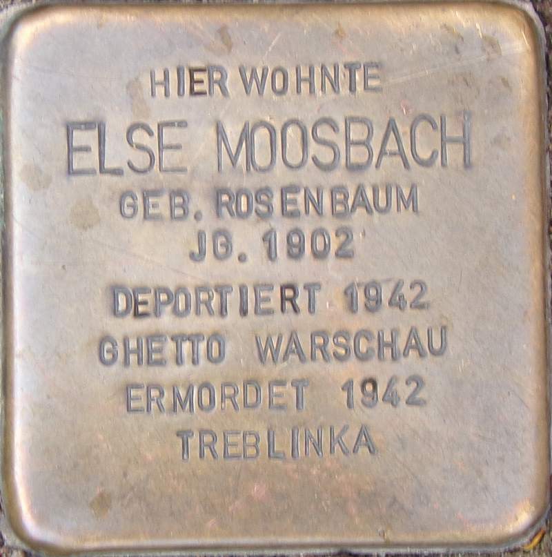 Stolperstein für Else Moosbach (Archiv Chronik)