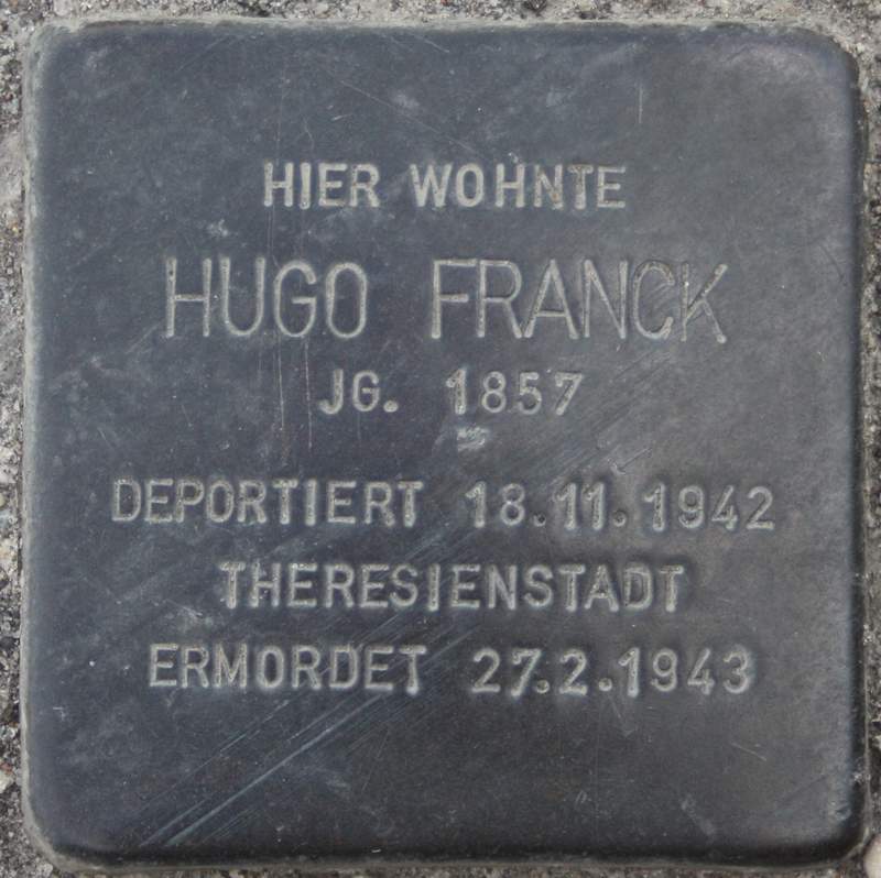 Stolperstein für Hugo Franck (Archiv Chronik)