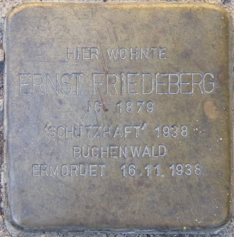 Stolperstein für Ernst Friedeberg (Archiv Chronik)