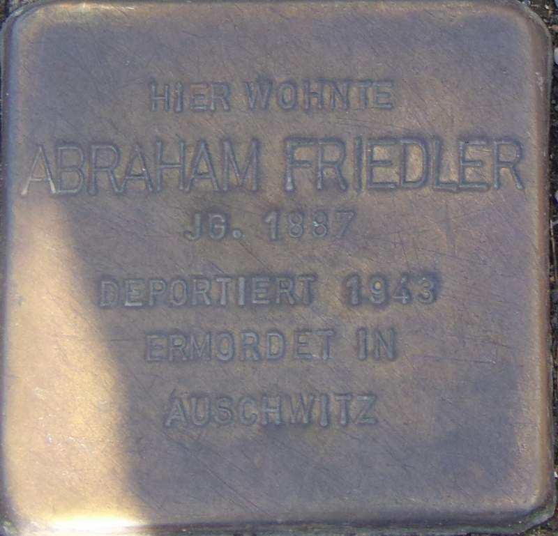 Stolperstein für Abraham Friedler (Archiv Chronik)