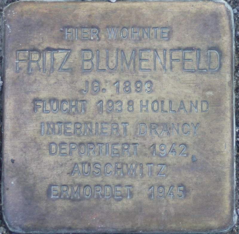 Stolperstein für Fritz [Friedrich] Blumenfeld (Archiv Chronik)