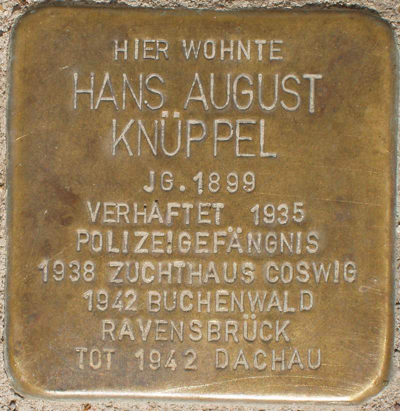 Stolperstein für Hans August Knüppel (Foto: Thomas Garde, Magdeburg)