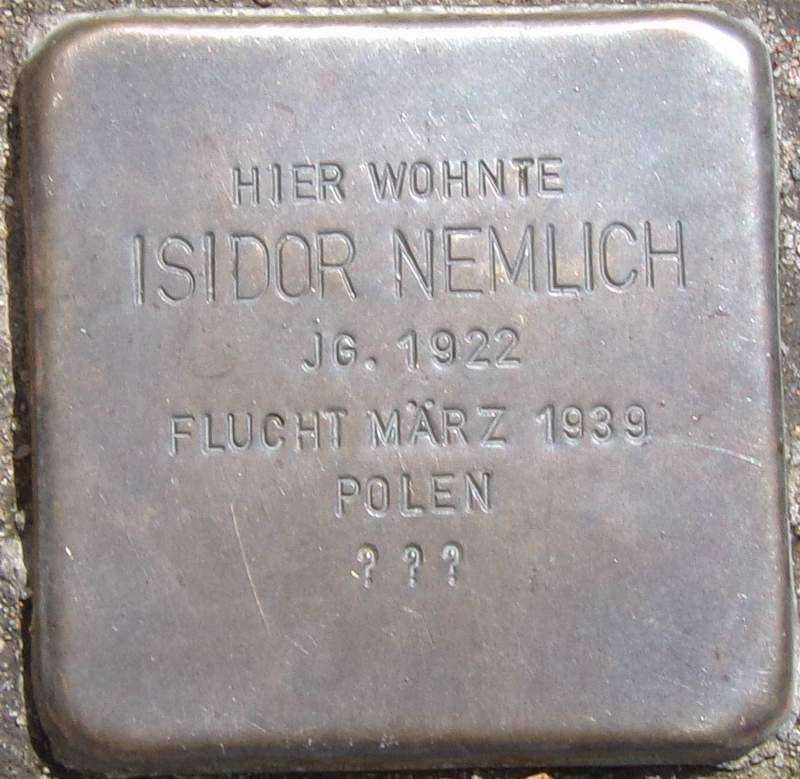 Stolperstein für Isidor (Israel) Nemlich (Archiv Chronik)