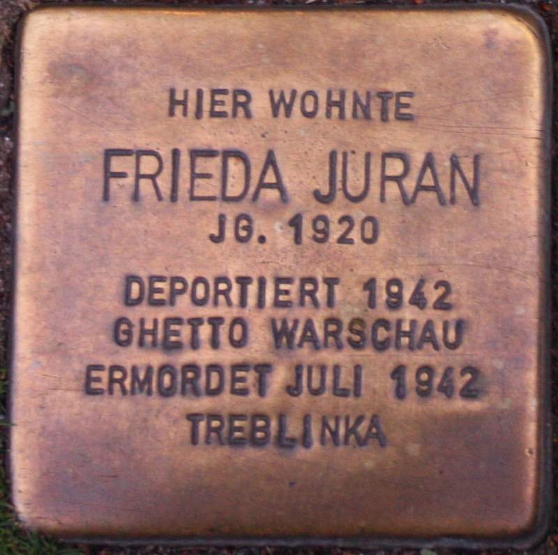 Stolperstein für Frieda Juran (Archiv Chronik)