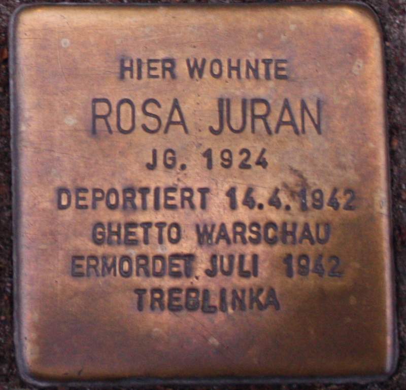 Stolperstein für Rosa Juran (Archiv Chronik)