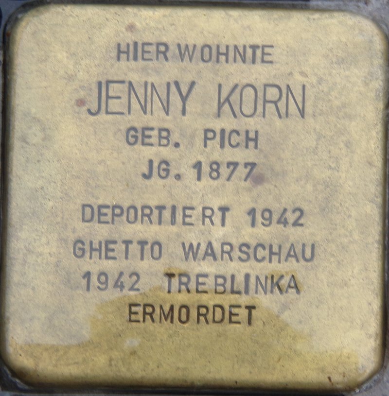 Stolperstein für Jenny Korn (Archiv Chronik)