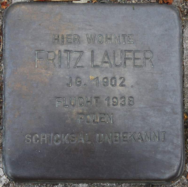 Stolperstein für Fritz Laufer (Archiv Chronik)