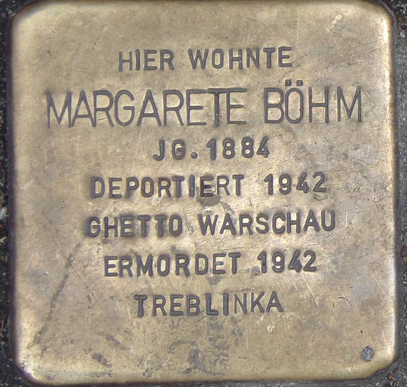 Stolperstein für Margarete Böhm (Archiv Chronik)