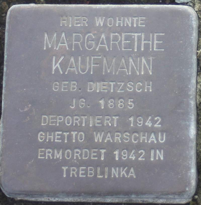Stolperstein für Margarethe Kaufmann (Archiv Chronik)