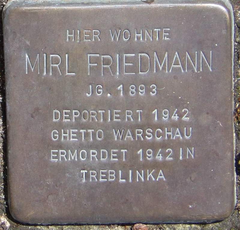Stolperstein für Mirl Friedmann (Archiv Chronik)