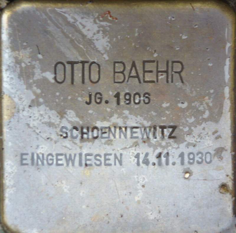 Stolperstein für Franz Otto Baehr (Archiv Chronik)