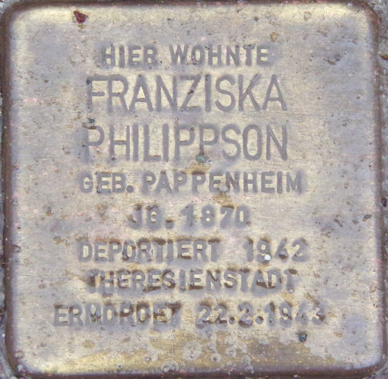 Stolperstein für Franziska Philippson (Archiv Chronik)