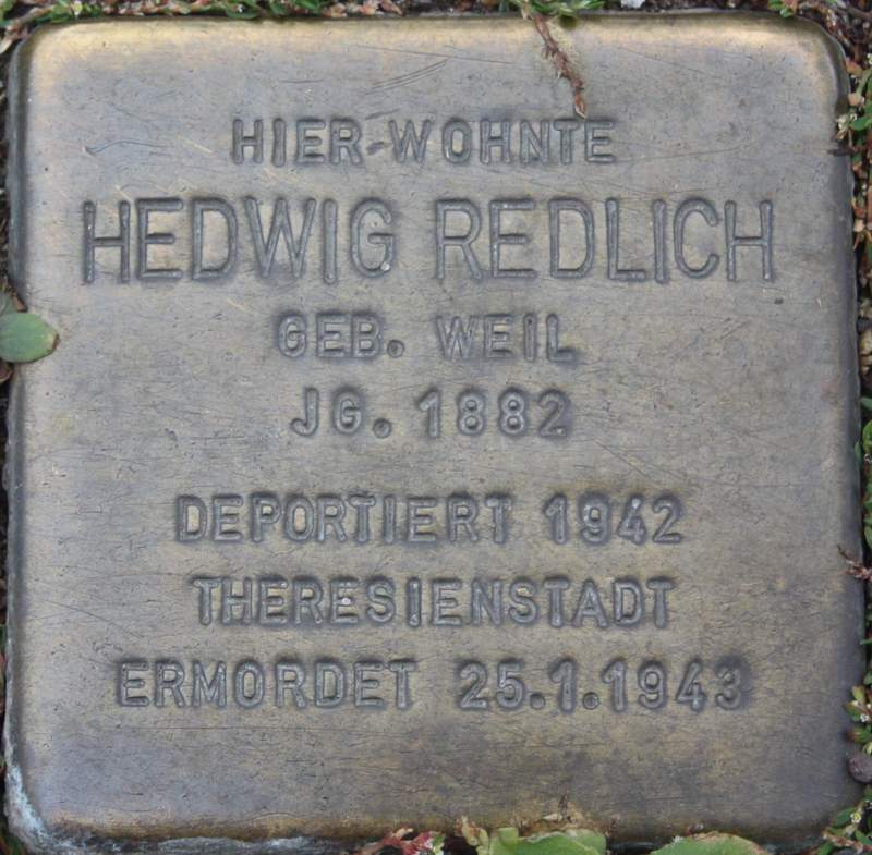 Stolperstein für Hedwig Redlich (Archiv Chronik)