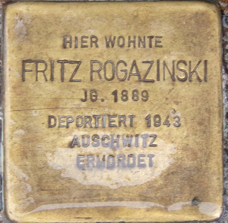 Stolperstein für Fritz Rogazinski (Archiv Chronik)