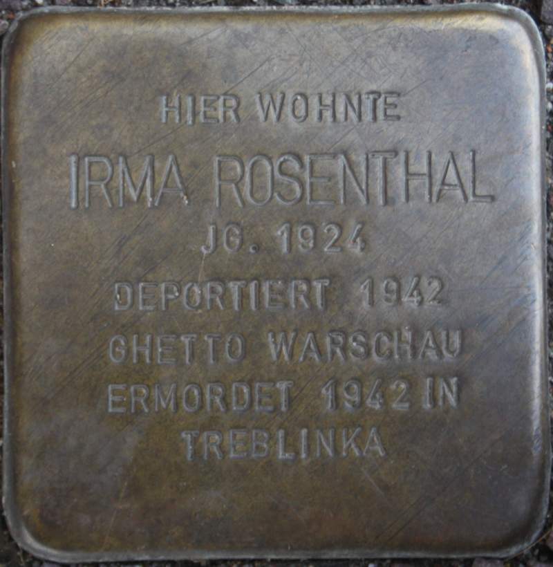 Stolperstein für Irma Rosenthal (Archiv Chronik)