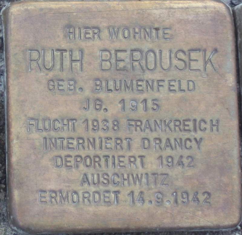Stolperstein für Ruth Berousek (Archiv Chronik)