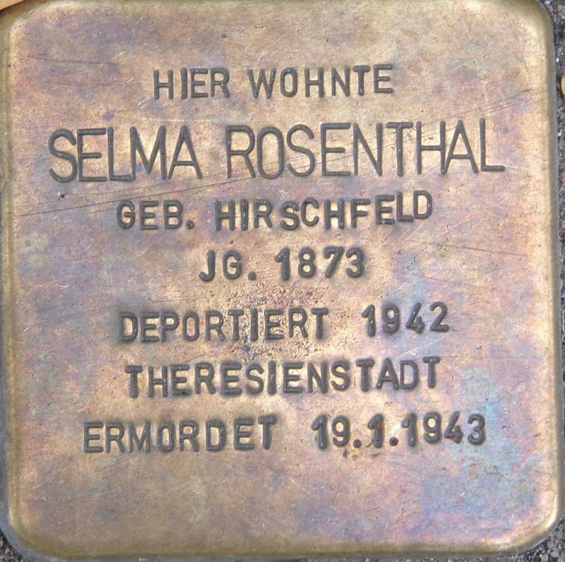 Stolperstein für Selma Rosenthal (Archiv Chronik)