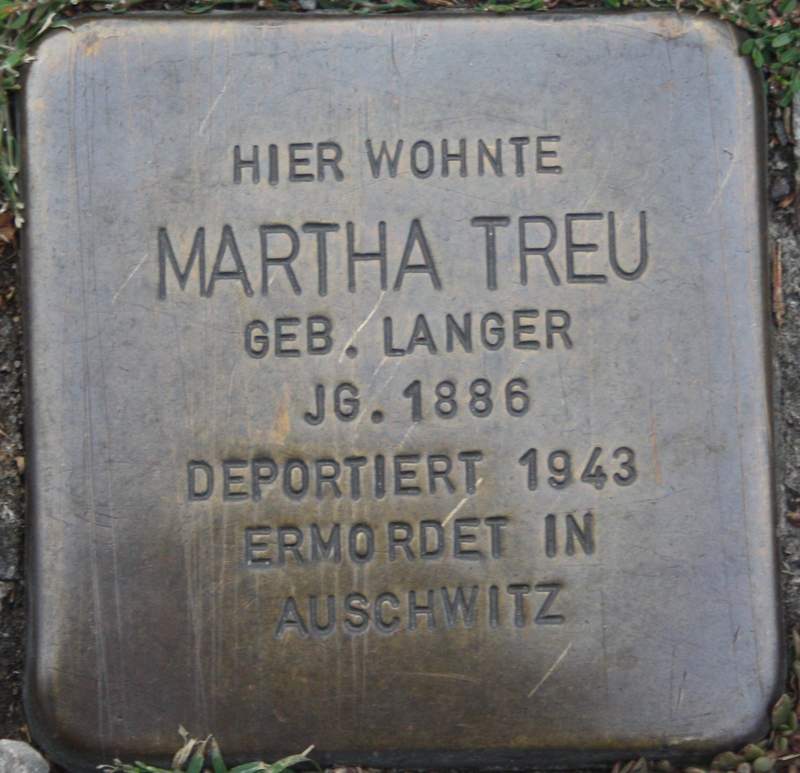 Stolperstein für Martha Treu (Archiv Chronik)