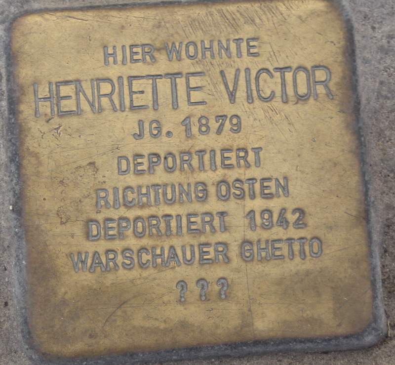Stolperstein für Henriette Victor (Archiv Chronik)