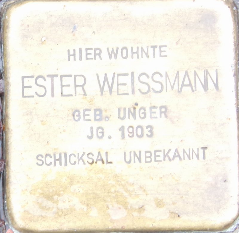 Stolperstein für Ester Weissmann (Archiv Chronik)