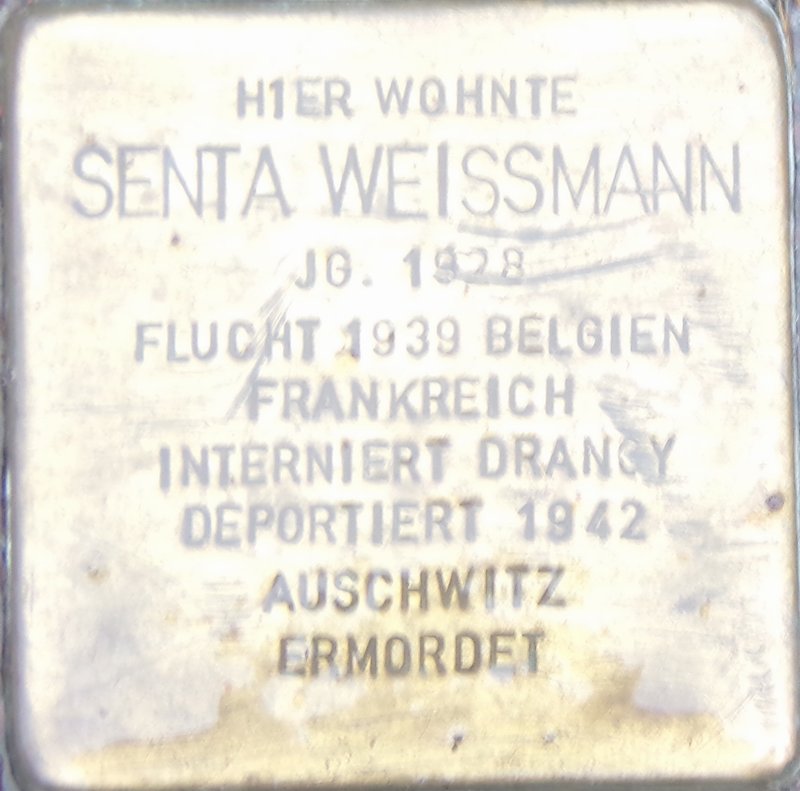 Stolperstein für Senta Sara Weissmann (Archiv Chronik)