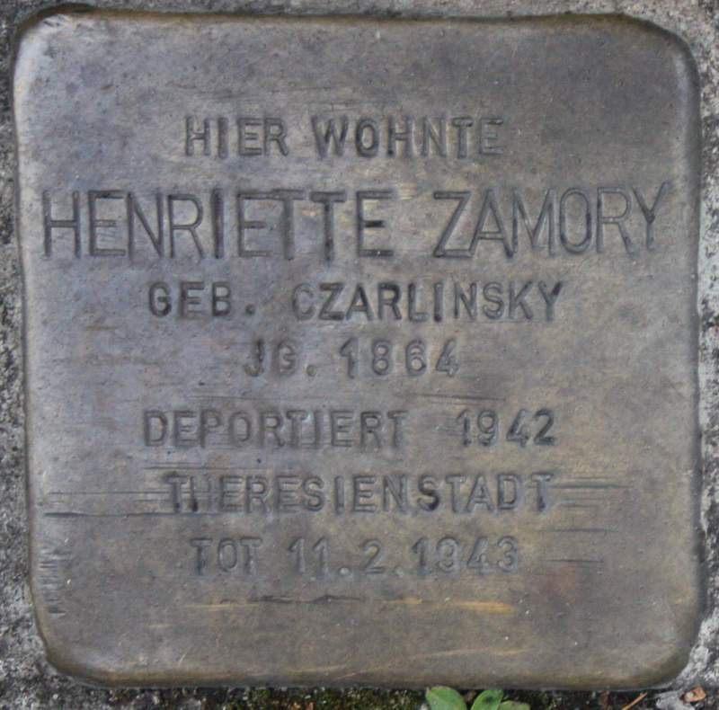 Stolperstein für Henriette Zamory (Archiv Chronik)