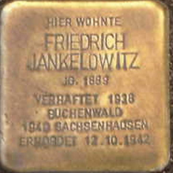 Stolperstein für Friedrich Jankelowitz (Archiv Chronik)