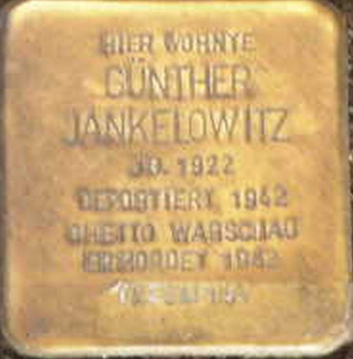 Stolperstein für Günther Jankelowitz (Archiv Chronik)
